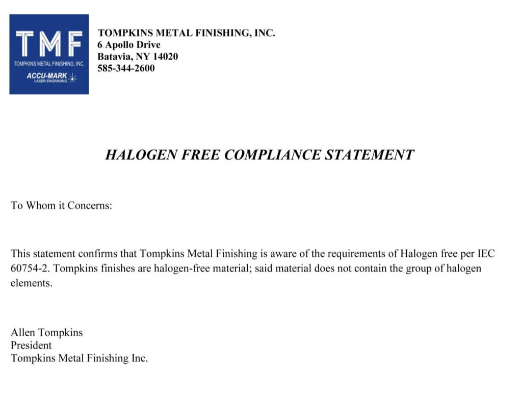 Halogen Free Compliance Statement